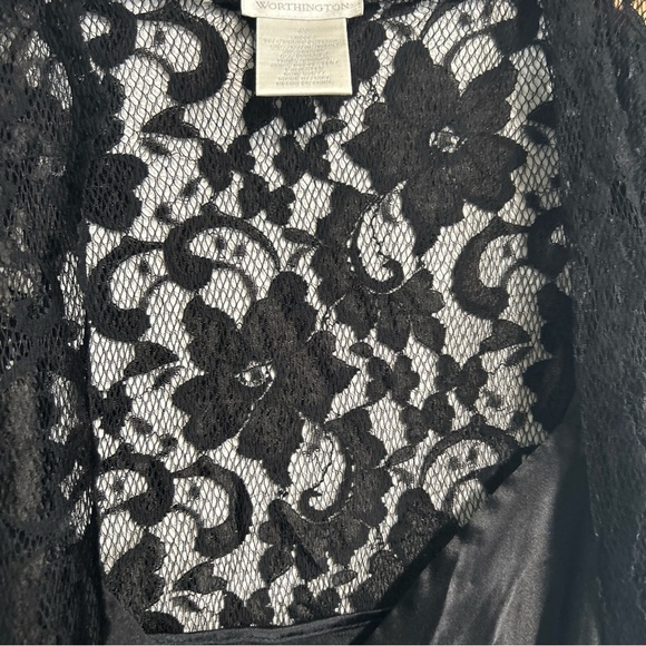 NWOT WORTHINGTON  2 Piece Size‎ 12 Lingerie Black Floral Lace Robe Black Nightie - Picture 9 of 16